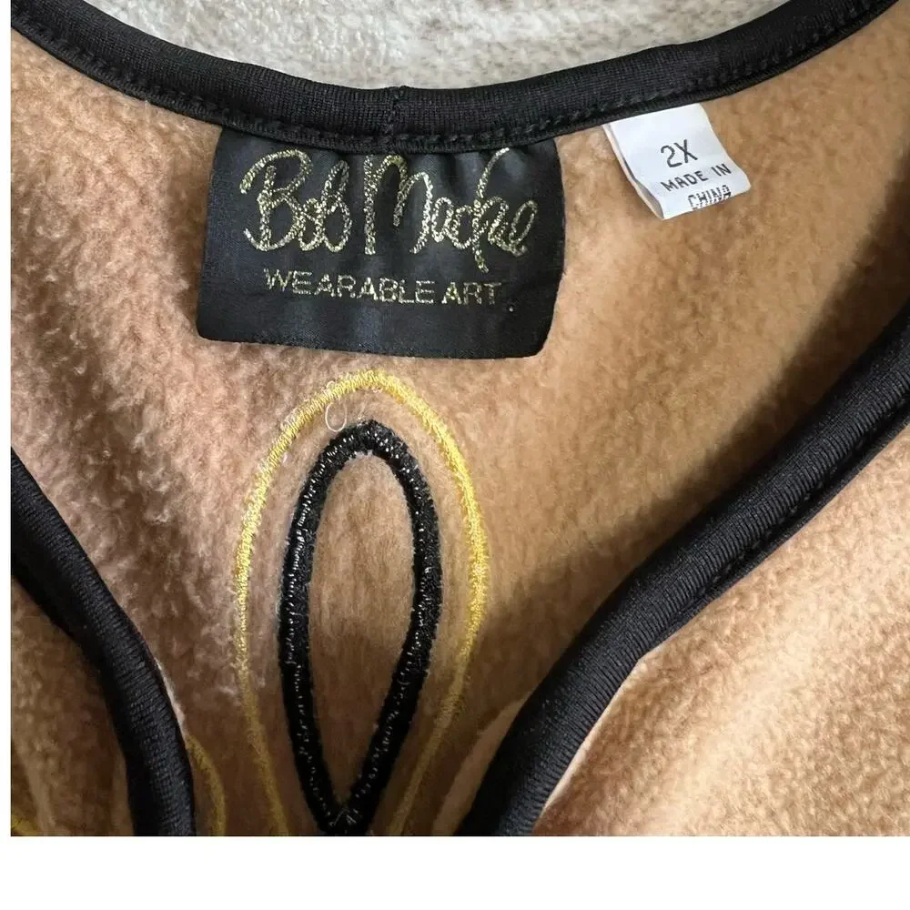 Bob Mackie Wearable Art Embroidered Zip Jacket 2X Southwestern Fleece